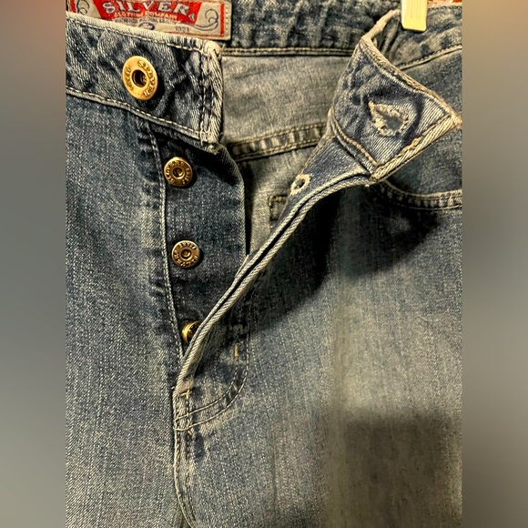 Vintage Y2K Silver Button Fly Jeans - Picture 6 of 12